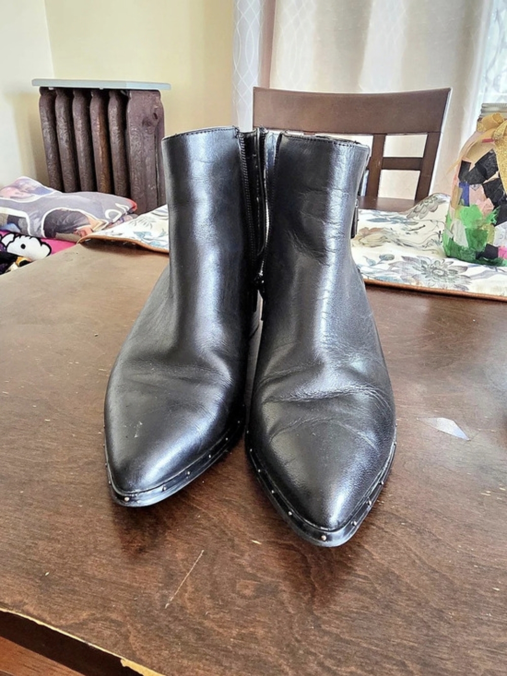 Blecker And Bond Black Leather Buckle Ankle Boots US 7.5